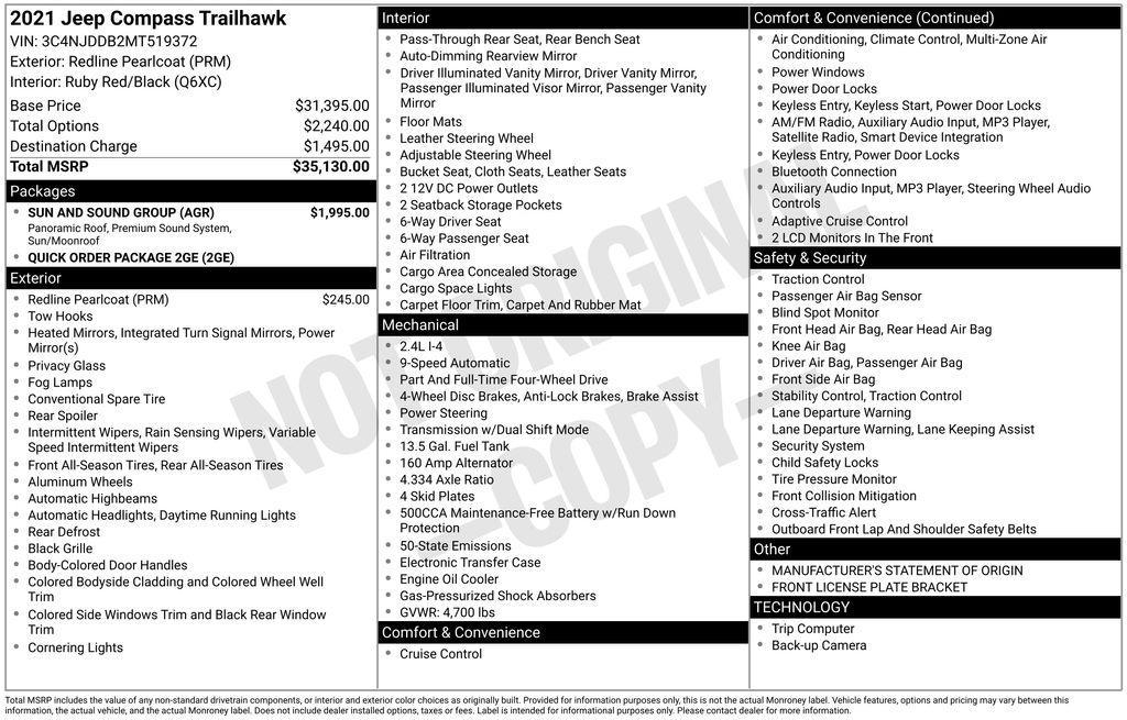 used 2021 Jeep Compass car, priced at $22,585