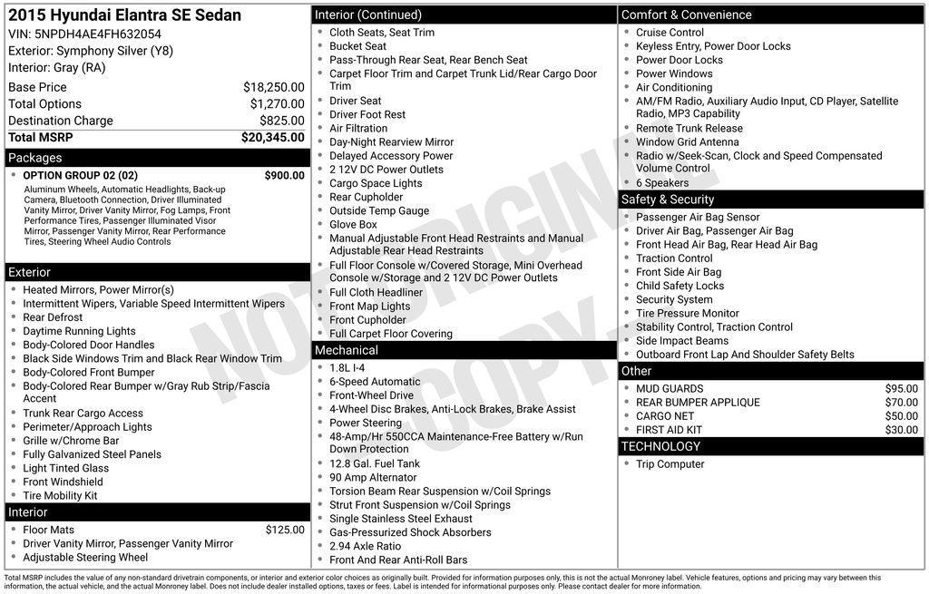 used 2015 Hyundai Elantra car, priced at $8,995