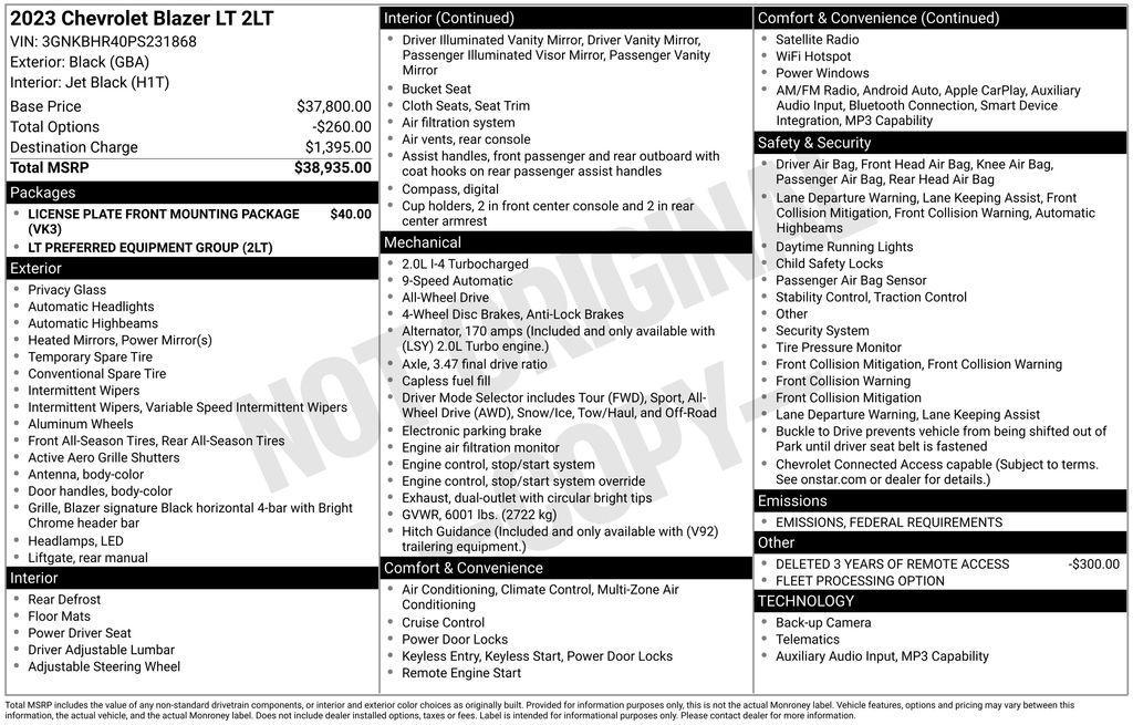 used 2023 Chevrolet Blazer car, priced at $22,135