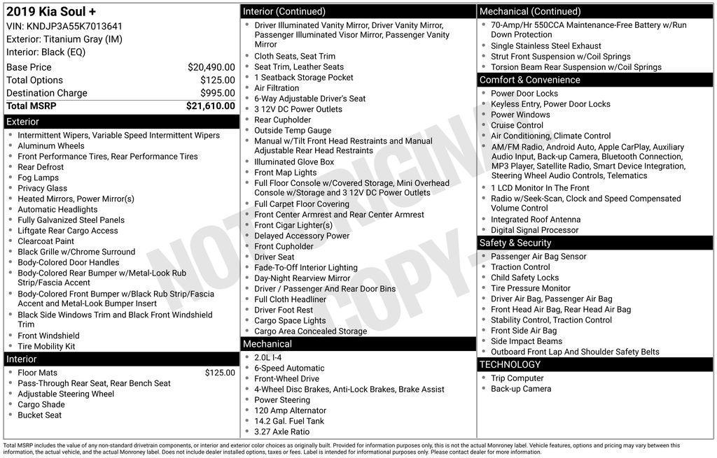 used 2019 Kia Soul car, priced at $9,995