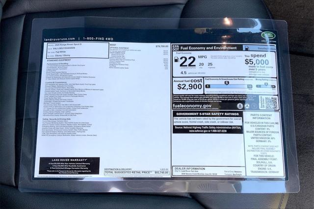 new 2025 Land Rover Range Rover Sport car, priced at $83,745