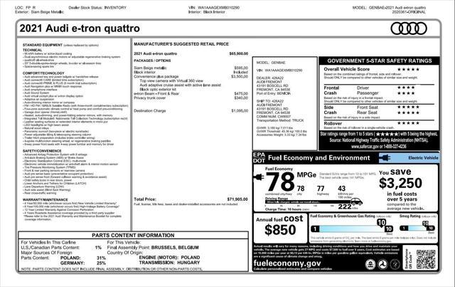 used 2021 Audi e-tron car, priced at $28,896