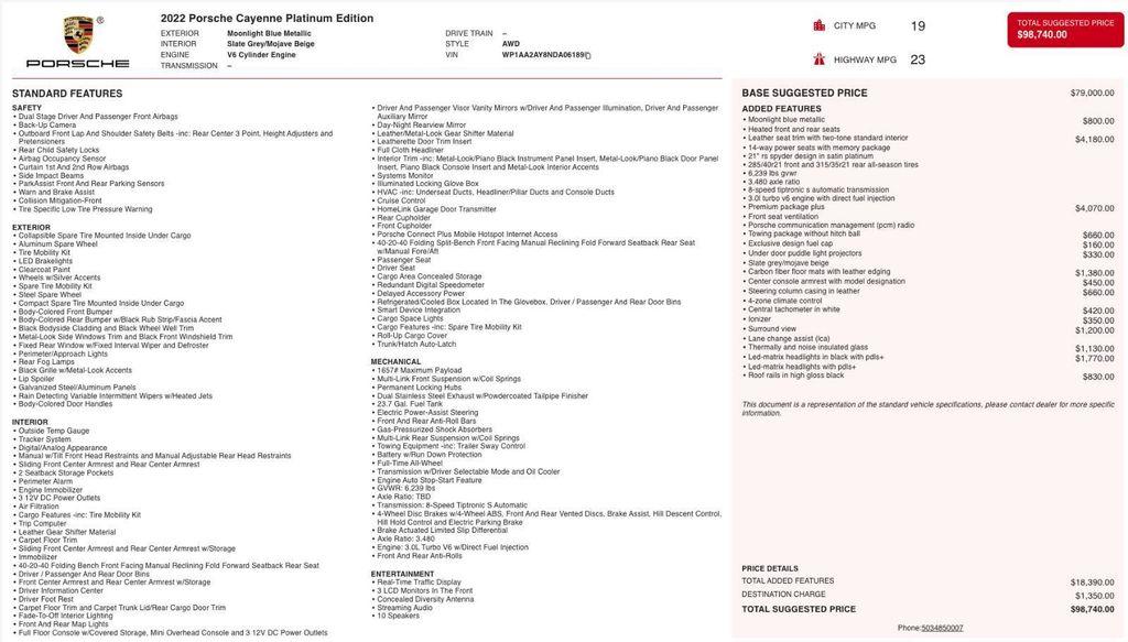 used 2022 Porsche Cayenne car, priced at $56,995