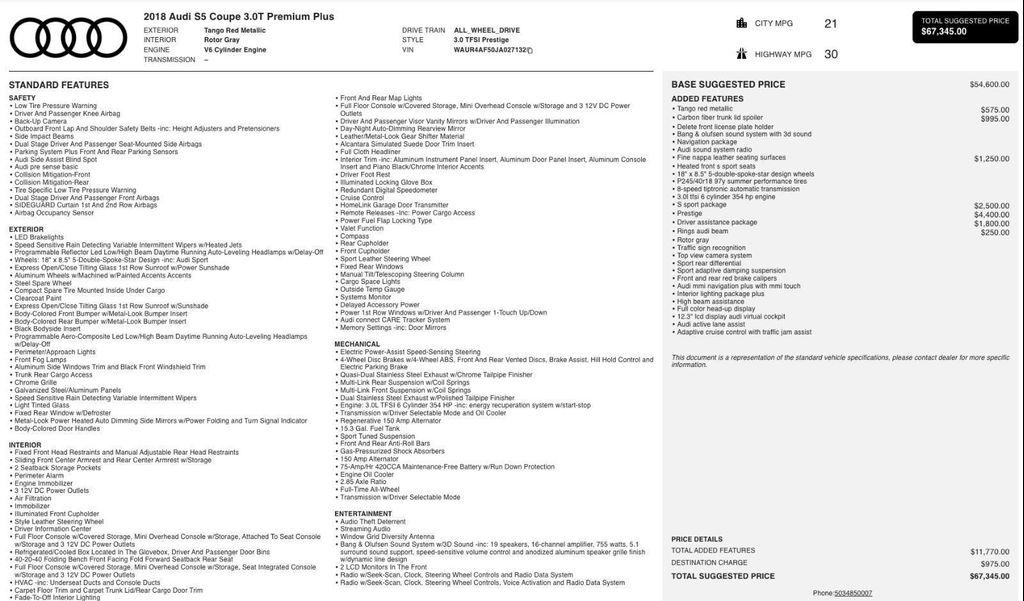 used 2018 Audi S5 car, priced at $25,579