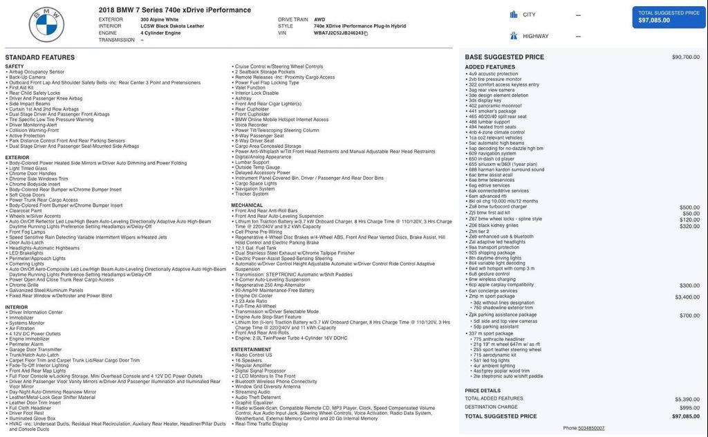 used 2018 BMW 740e car, priced at $24,602