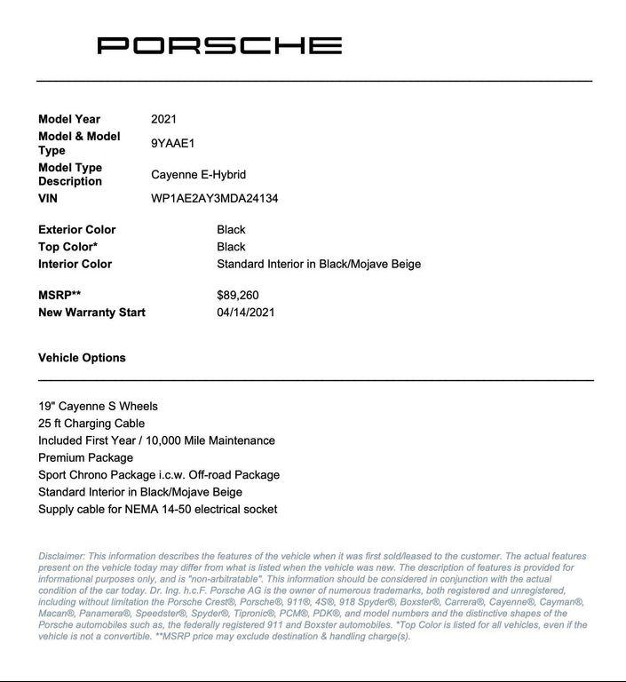 used 2021 Porsche Cayenne car, priced at $48,409