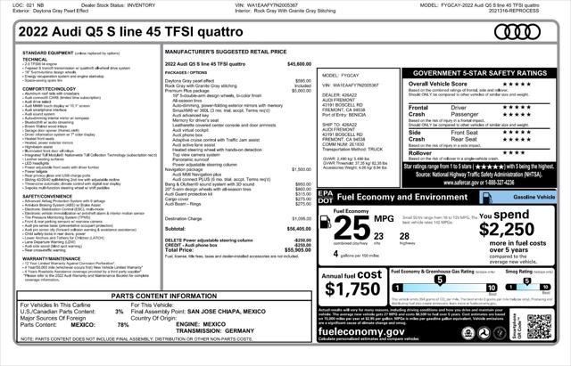 used 2022 Audi Q5 car, priced at $33,995