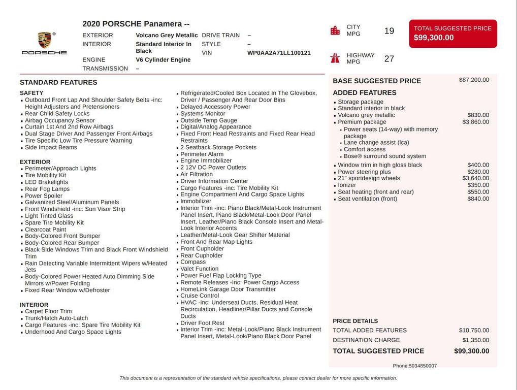 used 2020 Porsche Panamera car, priced at $51,048