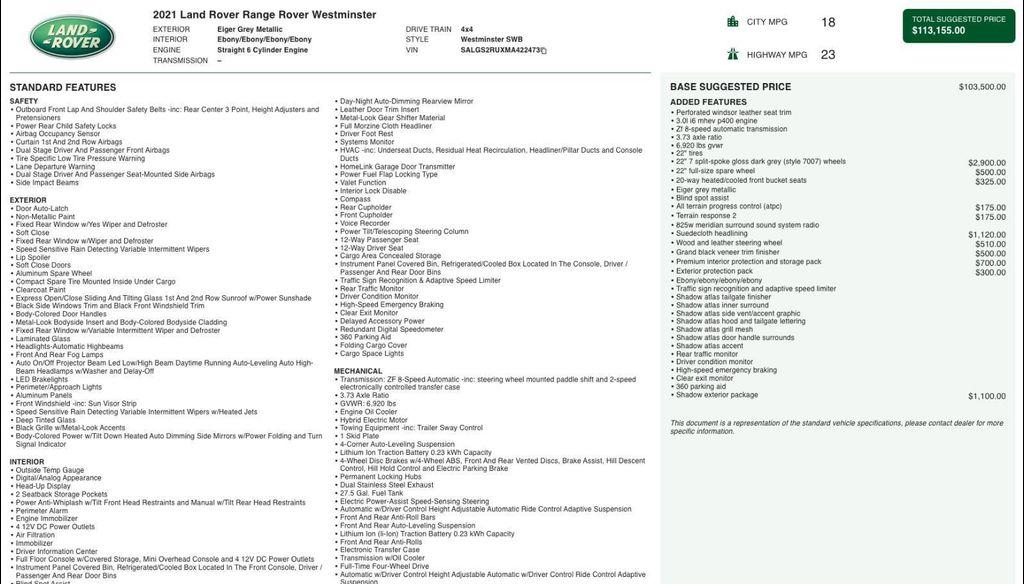 used 2021 Land Rover Range Rover car, priced at $41,148