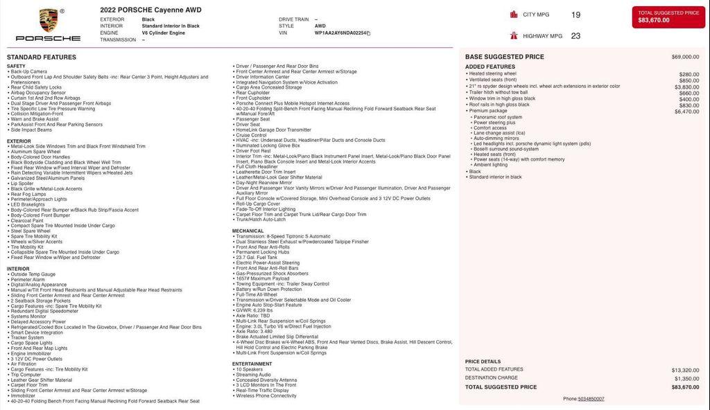 used 2022 Porsche Cayenne car, priced at $54,484