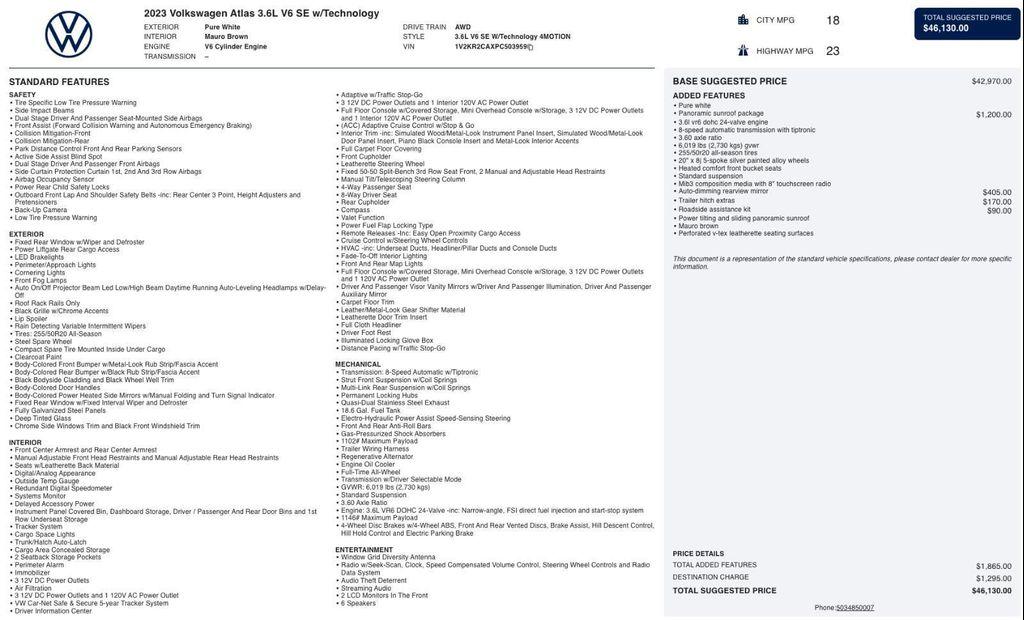 used 2023 Volkswagen Atlas car, priced at $29,995