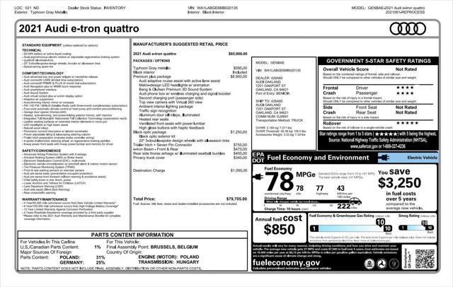 used 2021 Audi e-tron car, priced at $27,995