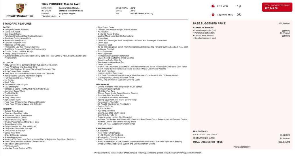 used 2025 Porsche Macan car, priced at $59,234