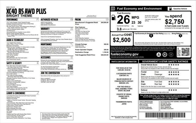 used 2024 Volvo XC40 car, priced at $34,757