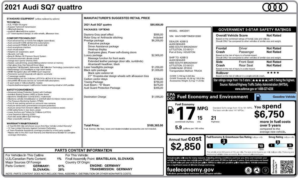 used 2021 Audi SQ7 car, priced at $42,279