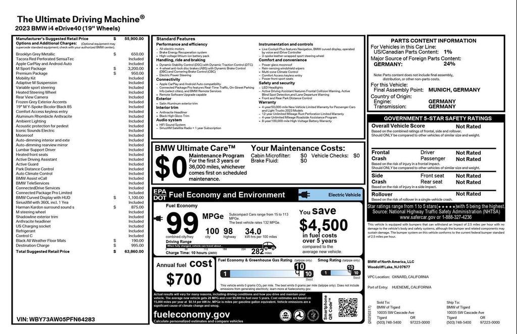 used 2023 BMW i4 Gran Coupe car, priced at $36,995