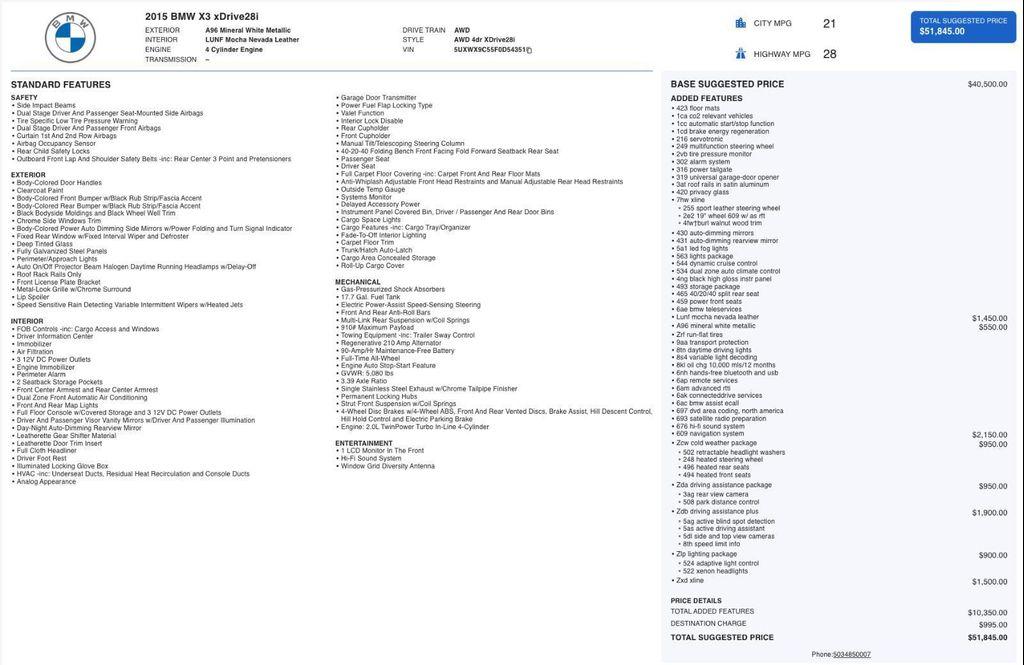 used 2015 BMW X3 car, priced at $15,469