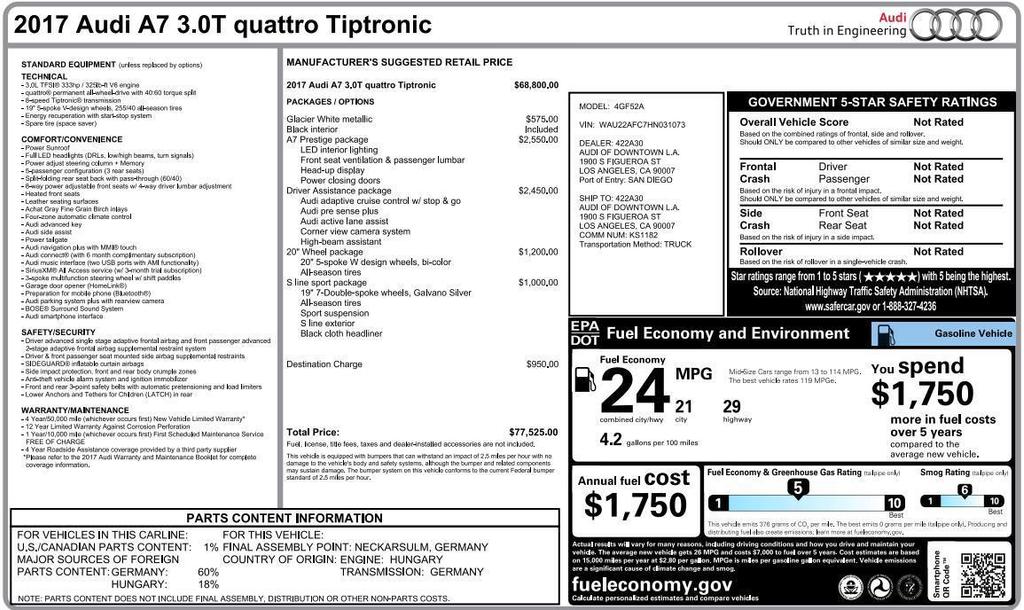 used 2017 Audi A7 car, priced at $19,585