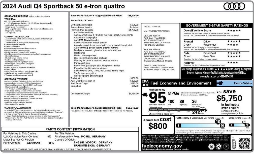 used 2024 Audi Q4 e-tron car, priced at $33,962