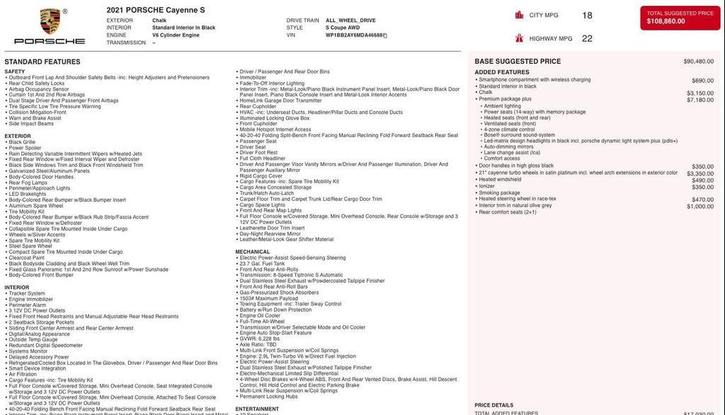 used 2021 Porsche Cayenne car, priced at $58,333