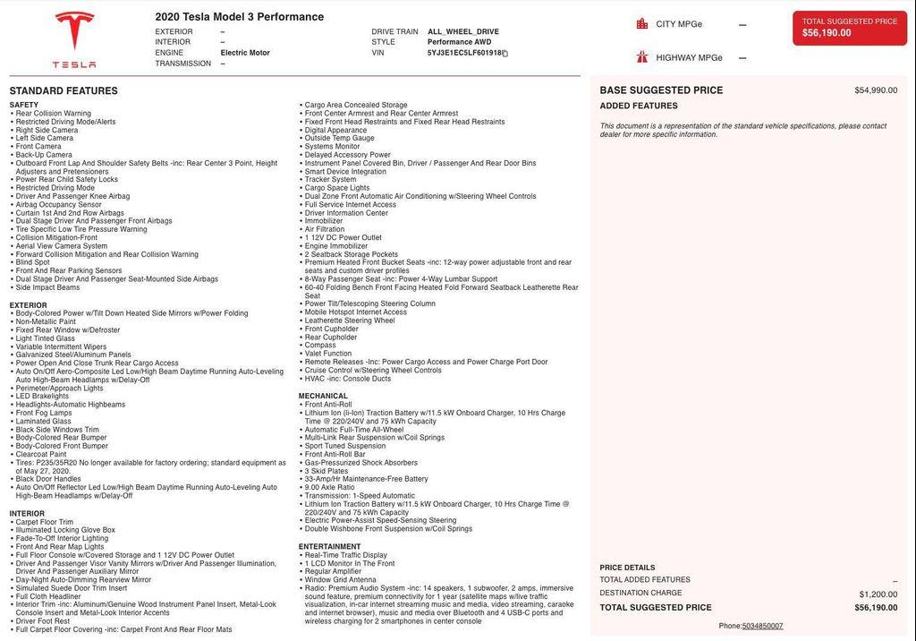used 2020 Tesla Model 3 car, priced at $29,327