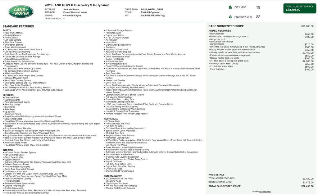 used 2023 Land Rover Discovery car, priced at $42,963