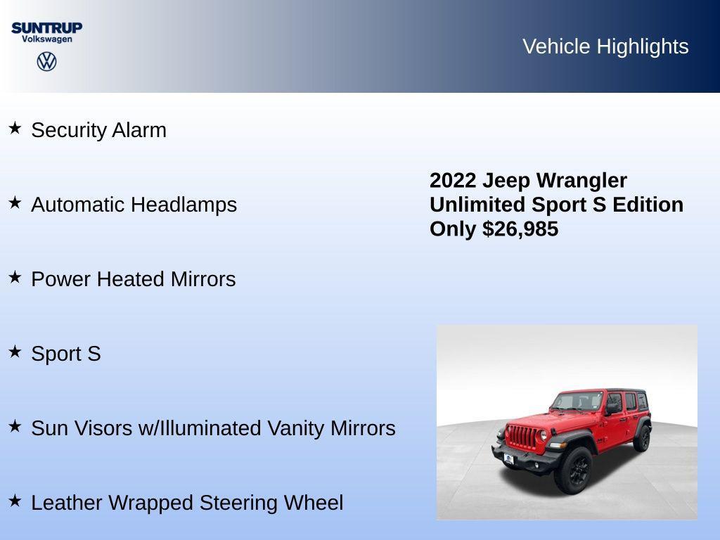 used 2022 Jeep Wrangler Unlimited car, priced at $26,785