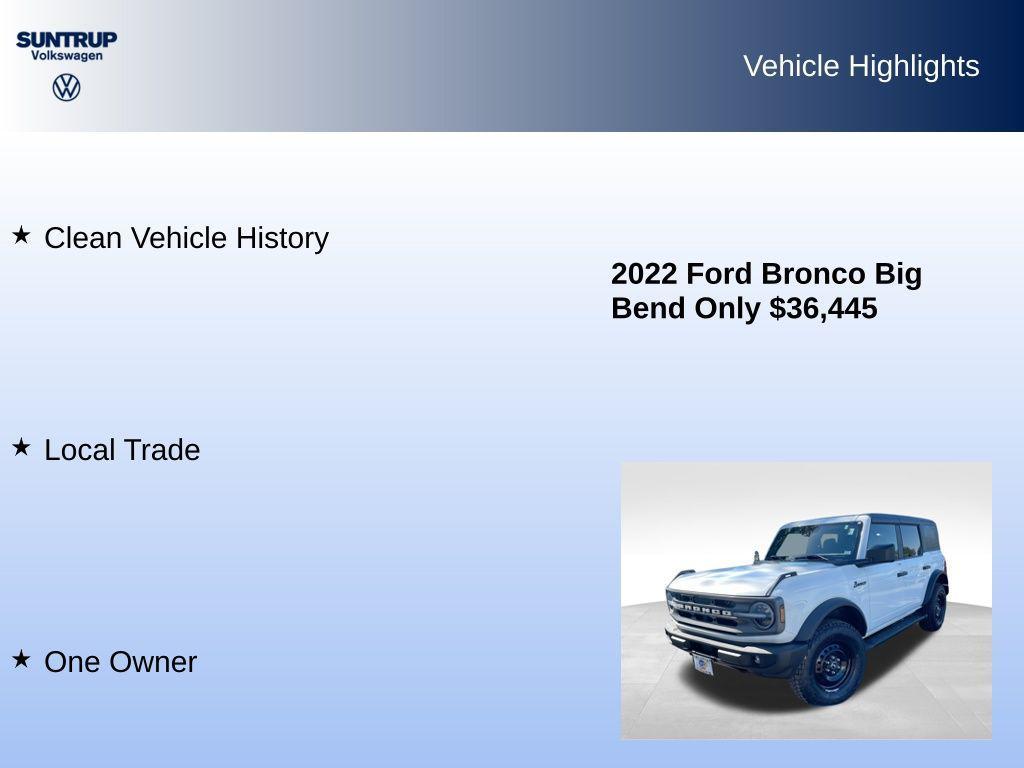 used 2022 Ford Bronco car, priced at $35,895