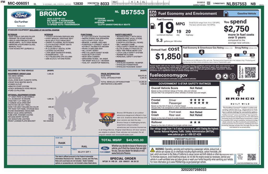 used 2022 Ford Bronco car, priced at $35,895