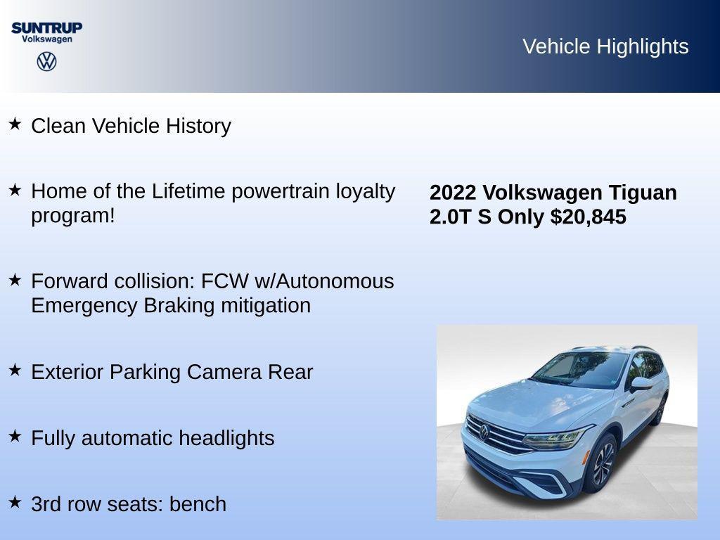 used 2022 Volkswagen Tiguan car, priced at $19,145