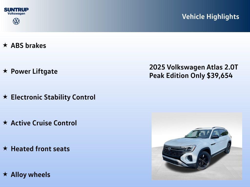 new 2025 Volkswagen Atlas car, priced at $39,654