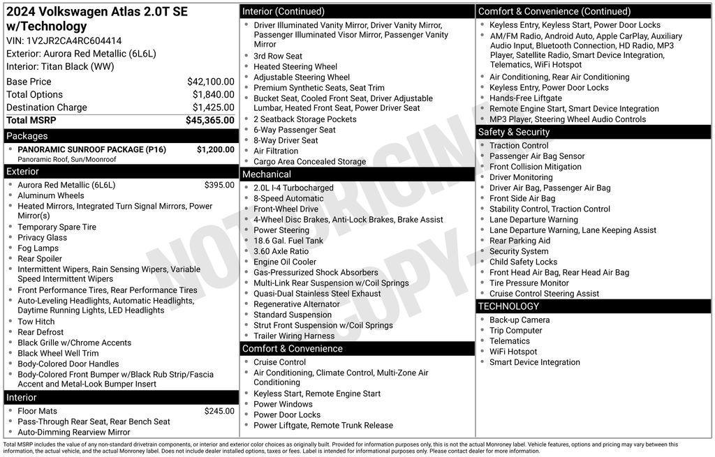 used 2024 Volkswagen Atlas car, priced at $33,895
