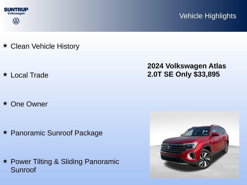 used 2024 Volkswagen Atlas car, priced at $33,895