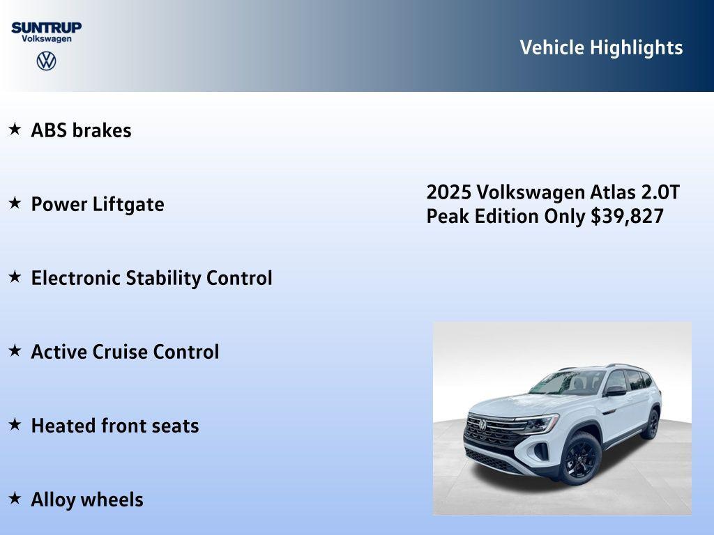 new 2025 Volkswagen Atlas car, priced at $39,827