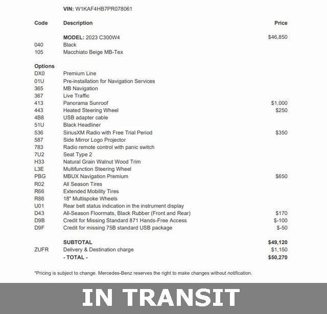 used 2023 Mercedes-Benz C-Class car, priced at $34,900