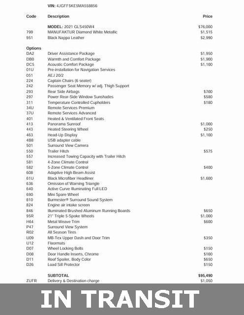 used 2021 Mercedes-Benz GLS 450 car, priced at $44,900