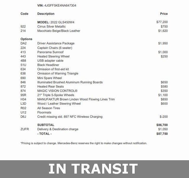 used 2022 Mercedes-Benz GLS 450 car, priced at $57,900