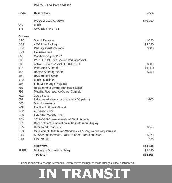 used 2023 Mercedes-Benz C-Class car, priced at $37,900