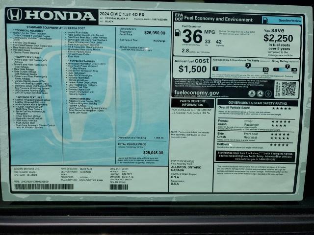 new 2024 Honda Civic car, priced at $28,073