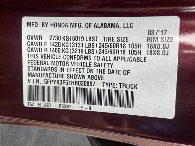 used 2017 Honda Ridgeline car, priced at $19,997