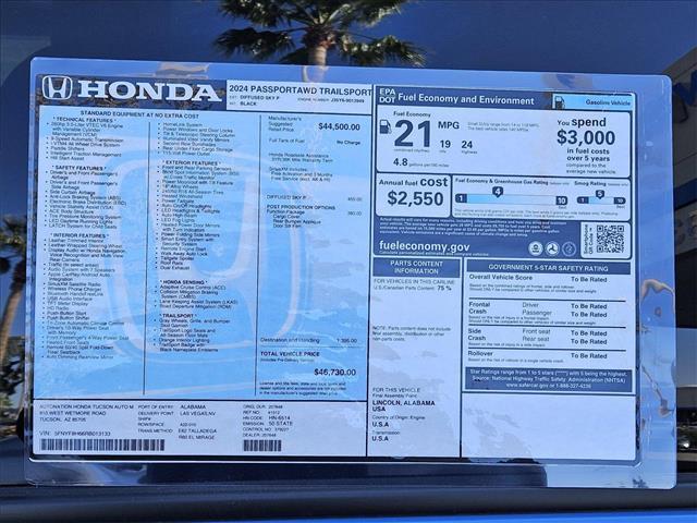 new 2024 Honda Passport car, priced at $44,067