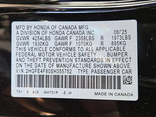 new 2025 Honda Civic Hybrid car, priced at $31,419