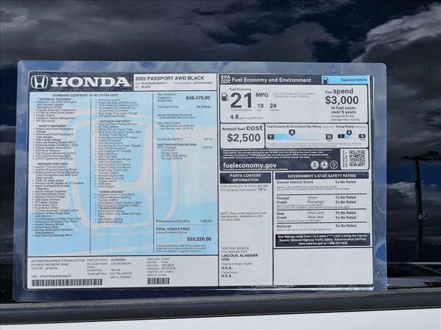 new 2025 Honda Passport car, priced at $50,930