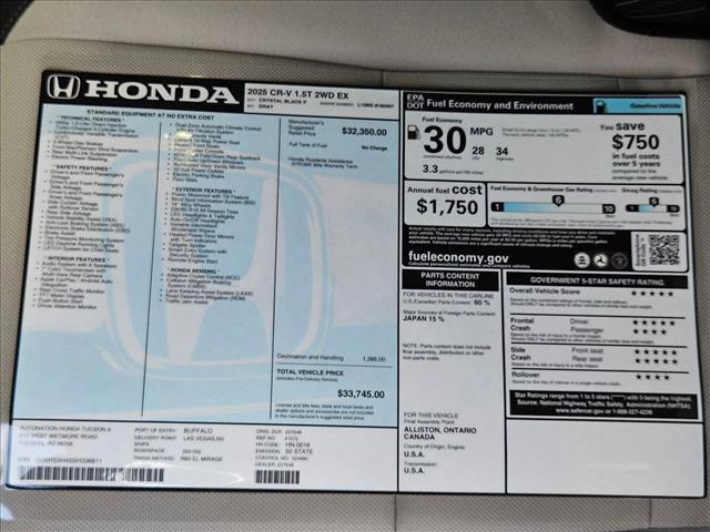 new 2025 Honda CR-V car, priced at $32,950