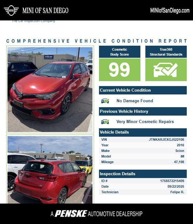 used 2016 Scion iM car, priced at $15,498