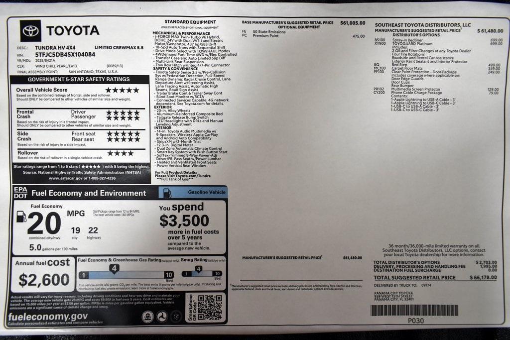 new 2025 Toyota Tundra Hybrid car, priced at $66,178