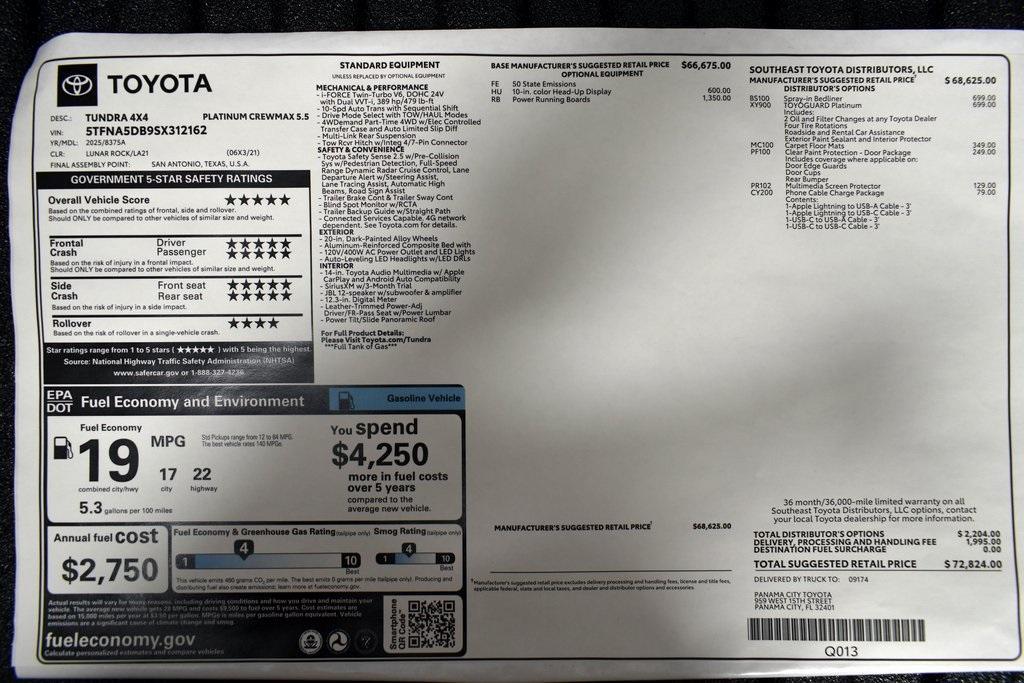 new 2025 Toyota Tundra car, priced at $72,824