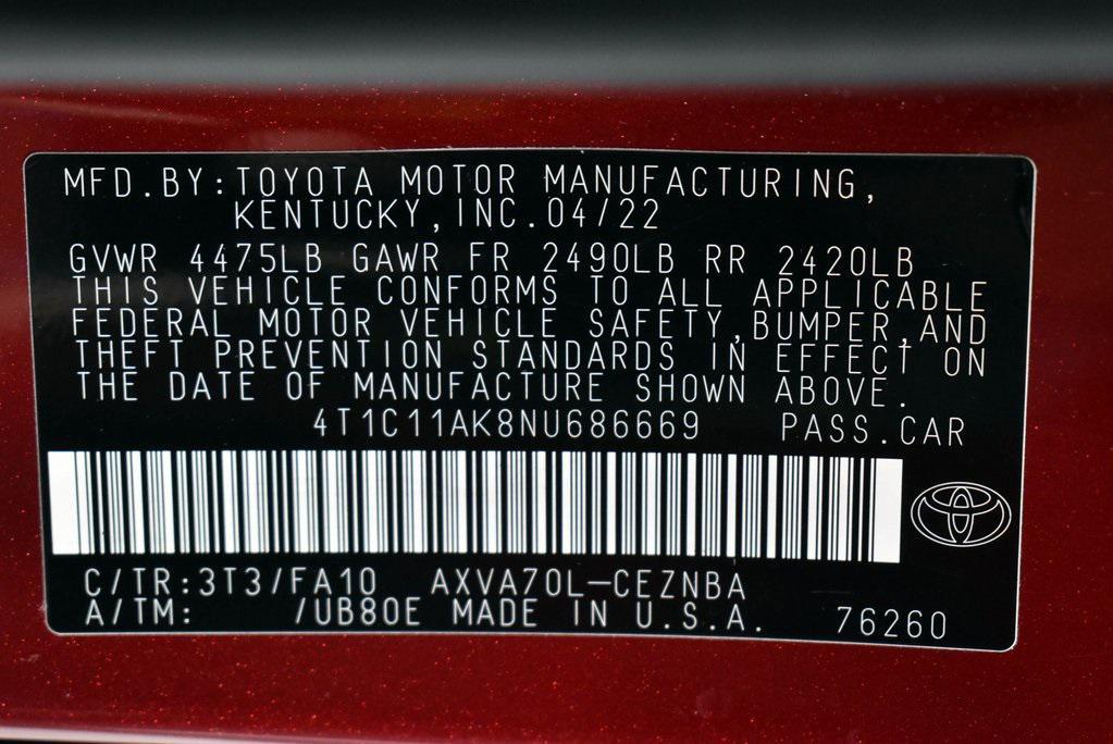 used 2022 Toyota Camry car, priced at $21,998