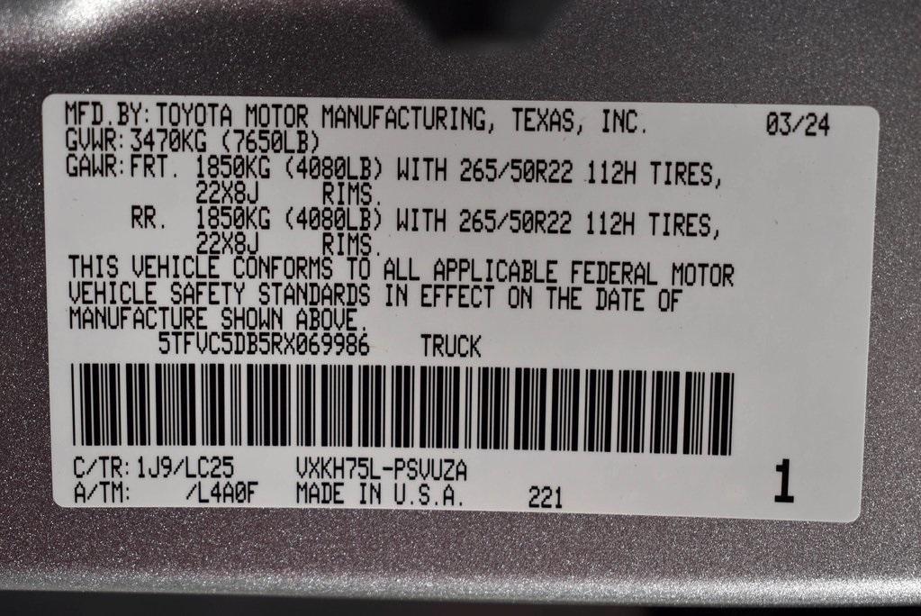 new 2024 Toyota Tundra Hybrid car, priced at $82,920