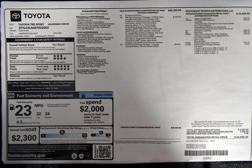 new 2025 Toyota Tacoma Hybrid car, priced at $60,058